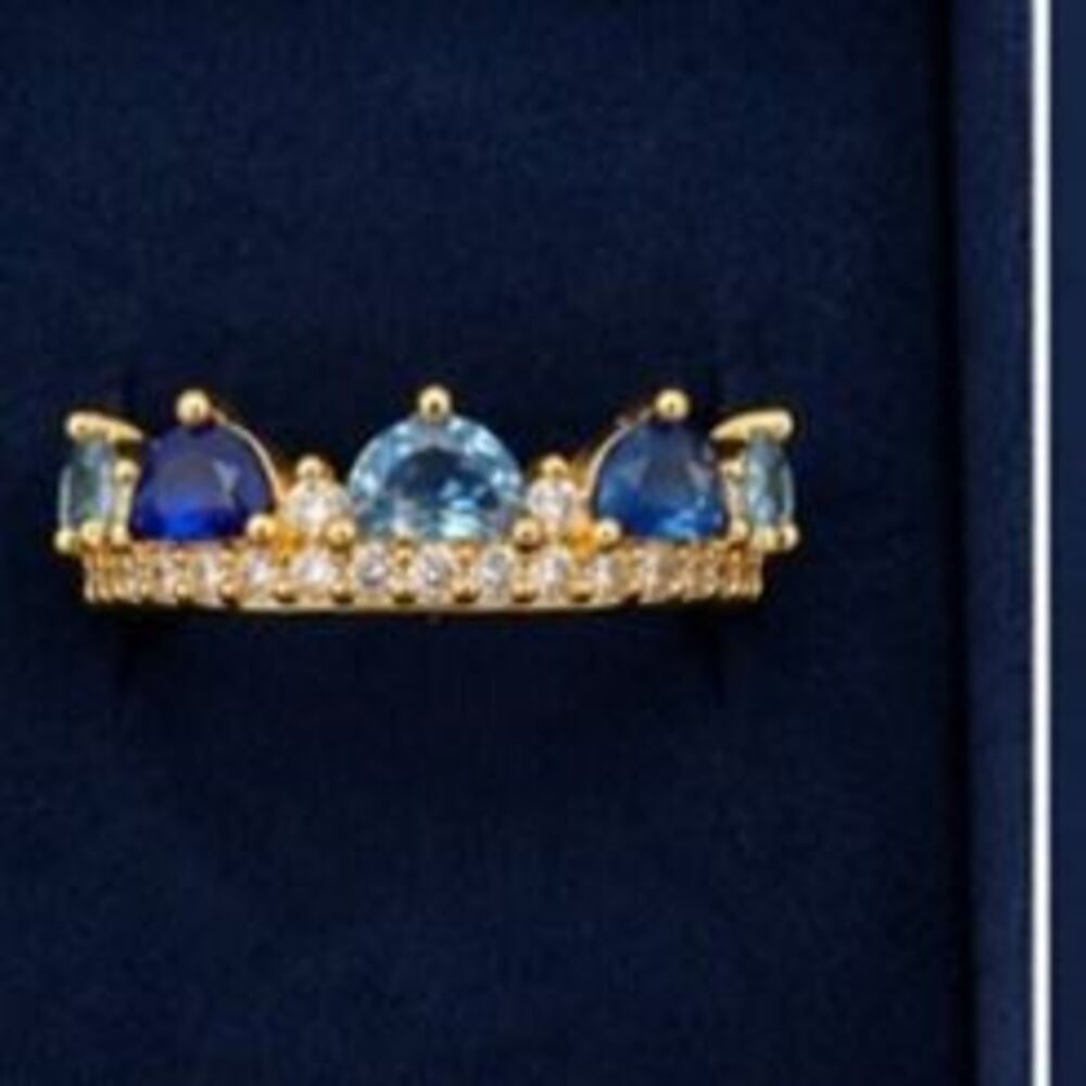 Crown Ring, blues on gold, BP